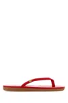 Ancient Greek Red Fabric Saionara Thong Slippers In Red