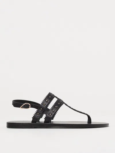Ancient Greek Sandal Flat Sandals  Woman Color Black