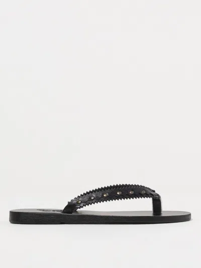 Ancient Greek Sandal Flat Sandals  Woman Color Black In Schwarz