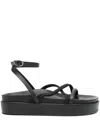 Ancient Greek Sandals 30mm Crossover Platform Sandals In Black