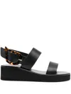 Ancient Greek Sandals Wedged Double-strap Sandals In Black