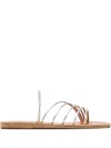 Ancient Greek Sandals Adriani Metallic Leather Five-strap Flat Sandals In Silver
