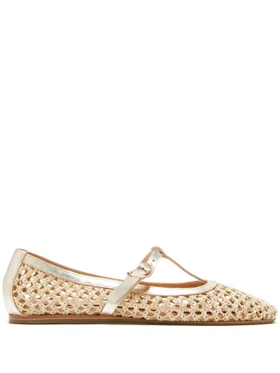 Ancient Greek Sandals Aerati Metallic Leather-trimmed Woven Raffia Ballet Flats In White
