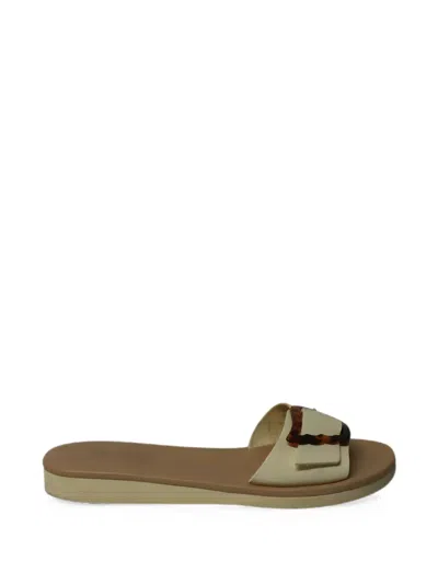 Pre-owned Ancient Greek Sandals Aglaia Wing-buckle Sandals In Neutral