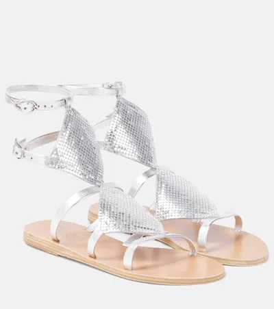 Ancient Greek Sandals Alki Leather Sandals In Silver