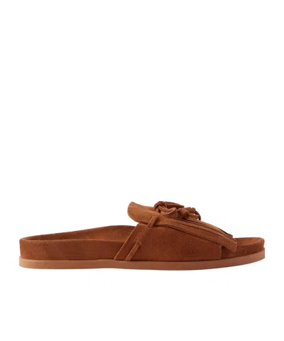Ancient Greek Sandals Amfiliki Suede Slide On In Multi