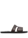 Ancient Greek Sandals Apteros Cut-out Leather Slides In Brown