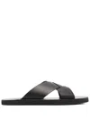 Ancient Greek Sandals Bios Cross-strap Leather Slides In Black