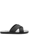 Ancient Greek Sandals Bios Straw Slides In Black