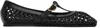 Ancient Greek Sandals Aerati Leather-trimmed Woven Raffia Ballet Flats In Black