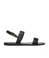 Ancient Greek Sandals Black Leather Clio Sandals