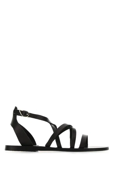 Ancient Greek Sandals Black Leather Delia Sandals