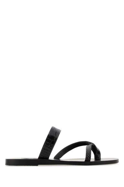 ANCIENT GREEK SANDALS BLACK LEATHER SANDALS