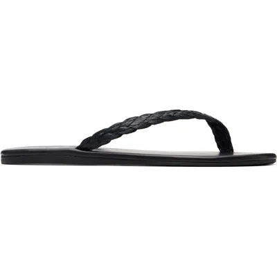 Ancient Greek Sandals Black Saionara Raffia Flip-flops