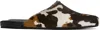 Ancient Greek Sandals Brown & Off-white 'the Slipper' Mules In Cow