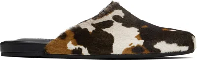 Ancient Greek Sandals Brown & Off-white 'the Slipper' Mules In Cow