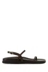 Ancient Greek Sandals Brown Satin Evriali Sandals In Black
