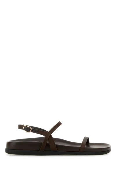 ANCIENT GREEK SANDALS ANCIENT GREEK SANDALS BROWN SATIN EVRIALI SANDALS