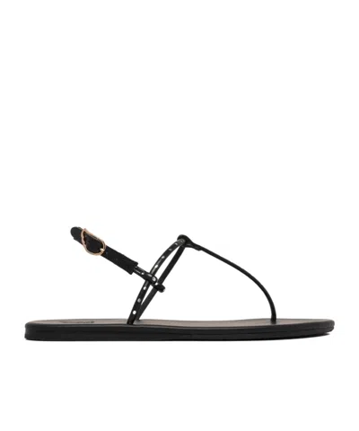 Ancient Greek Sandals Buckle Flat Sandals In Black