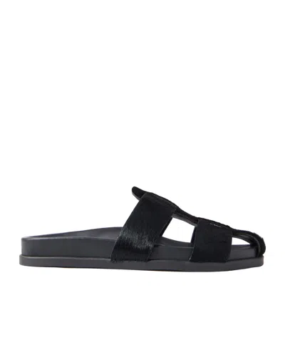 Ancient Greek Sandals Skafi Calf Hair Sandals In Black