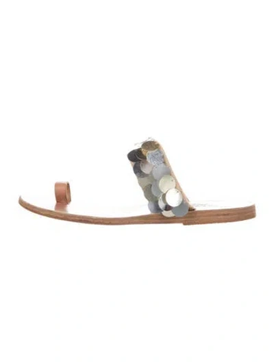 Pre-owned Ancient Greek Sandals Canvas Patterned Sandals In Neutral
