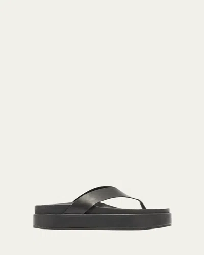 Ancient Greek Sandals Charys Leather Flatform Thong Sandals In Black
