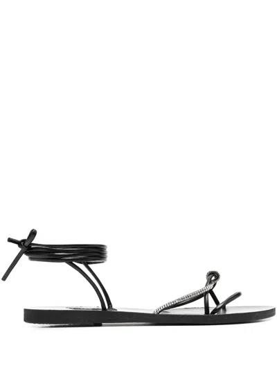 Ancient Greek Sandals Crystal-embellished Treli Sandals In Black