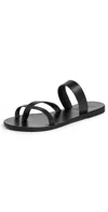 Ancient Greek Sandals Black Leather Daphnae Thong Slippers In Black
