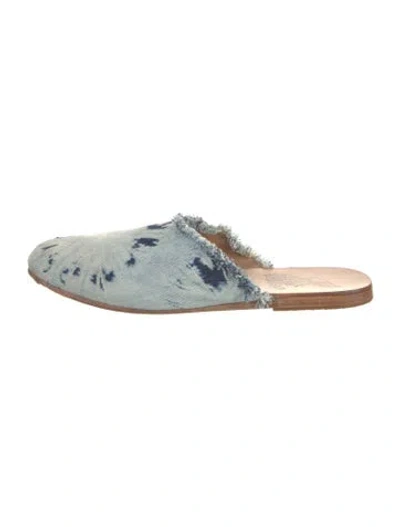 Pre-owned Ancient Greek Sandals Denim Colorblock Pattern Mules In Blue