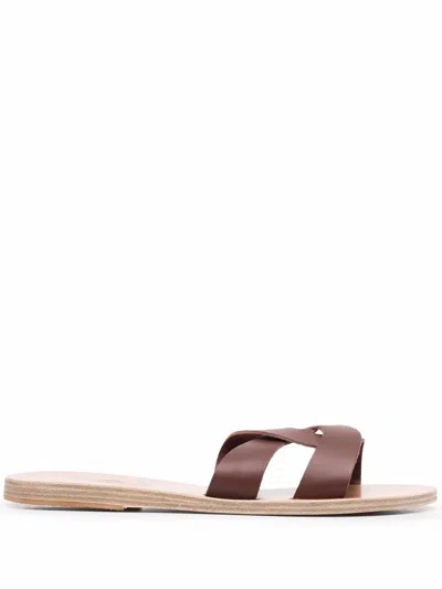 Ancient Greek Sandals Desmos Crossover Leather-strap Sandals In 褐色