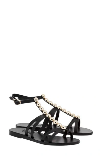 Ancient Greek Sandals Doris Embellished Ankle Strap Sandal In Black