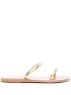 Ancient Greek Sandals Echidna Flat Leather Sandals In Gold