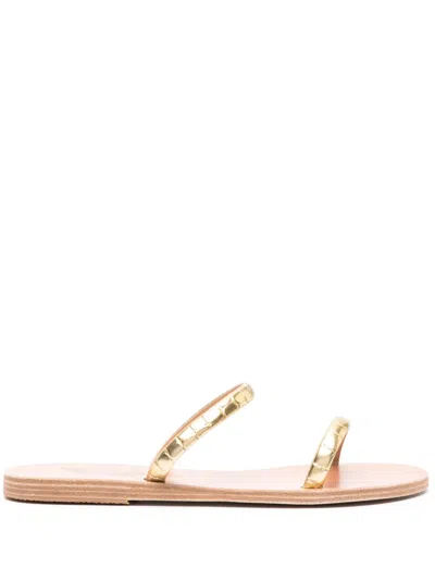 Ancient Greek Sandals Echidna Flat Leather Sandals In Gold