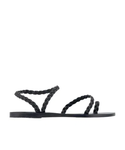 Ancient Greek Sandals Eleftheria Braided Leather Sandals In Black