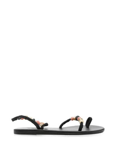 Ancient Greek Sandals Eleftheria Bead-embellished Sandals In Black