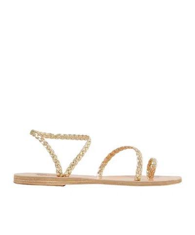 Ancient Greek Sandals Eleftheria Braided Metallic Leather Sandals In Brown