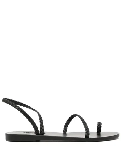 Ancient Greek Sandals Eleftheria Woman Flat Sandals In Black