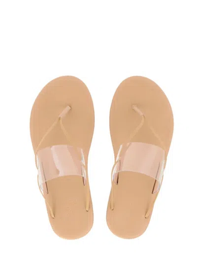 Ancient Greek Sandals Elisavet Flat Sandal In Clear,platinum In Beige