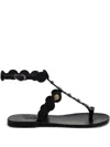 Ancient Greek Sandals Flat Sole Open Toe Sandals With Studs In Black