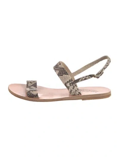 Pre-owned Ancient Greek Sandals Embossed Leather Animal Print Sandals In Neutrals