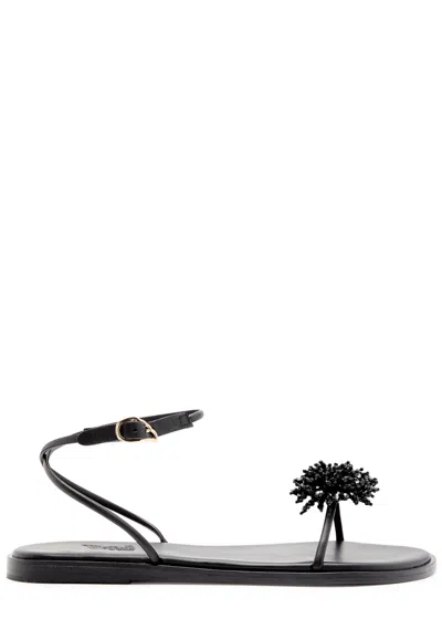 Ancient Greek Sandals Emma Bead-embellished Leather Sandals In Black