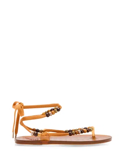Ancient Greek Sandals Esther Bead-embellished Lace-up Sandals In Animal Print