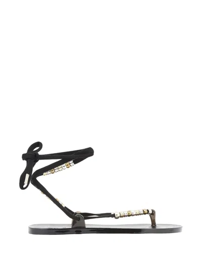 Ancient Greek Sandals Esther Beads Sandals In Black
