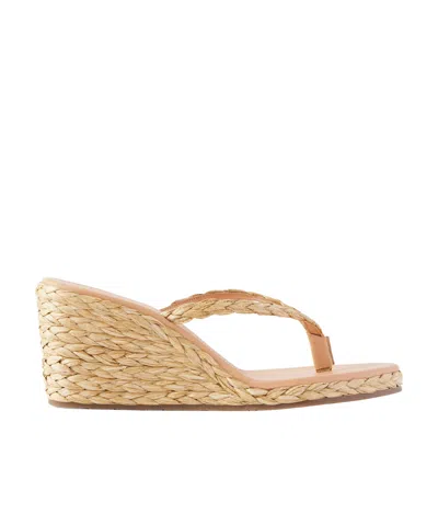 Ancient Greek Sandals Etheria Raffia Wedge Thong Sandals In Brown