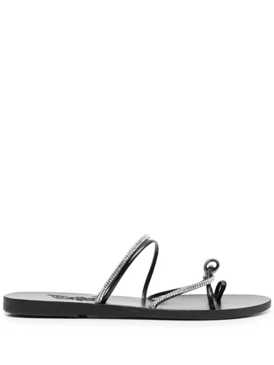 Ancient Greek Sandals Fantasia Crystal-embellished Slides In Schwarz