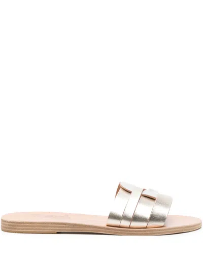 Ancient Greek Sandals Filenada Leather Slides In Gold