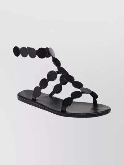 Ancient Greek Sandals Flat Sandal Featuring Circular Embellishments In Black