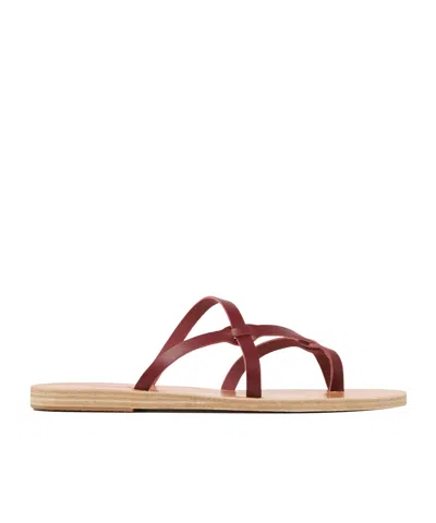 Ancient Greek Sandals Leather Sandals In Red