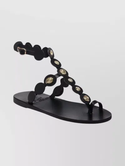 Ancient Greek Sandals Flat Sole Open Toe Sandals With Studs In Black