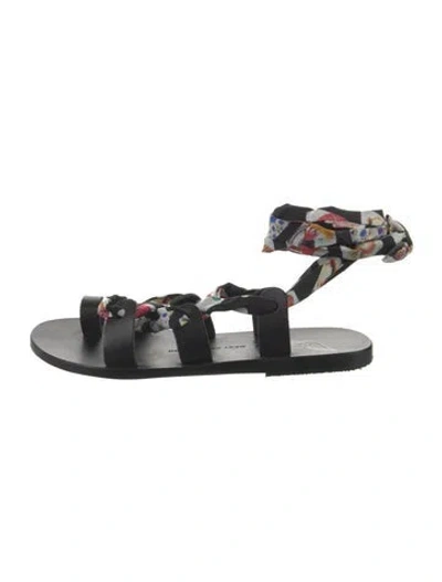 Pre-owned Ancient Greek Sandals Floral Print Gladiator Sandals In Multi